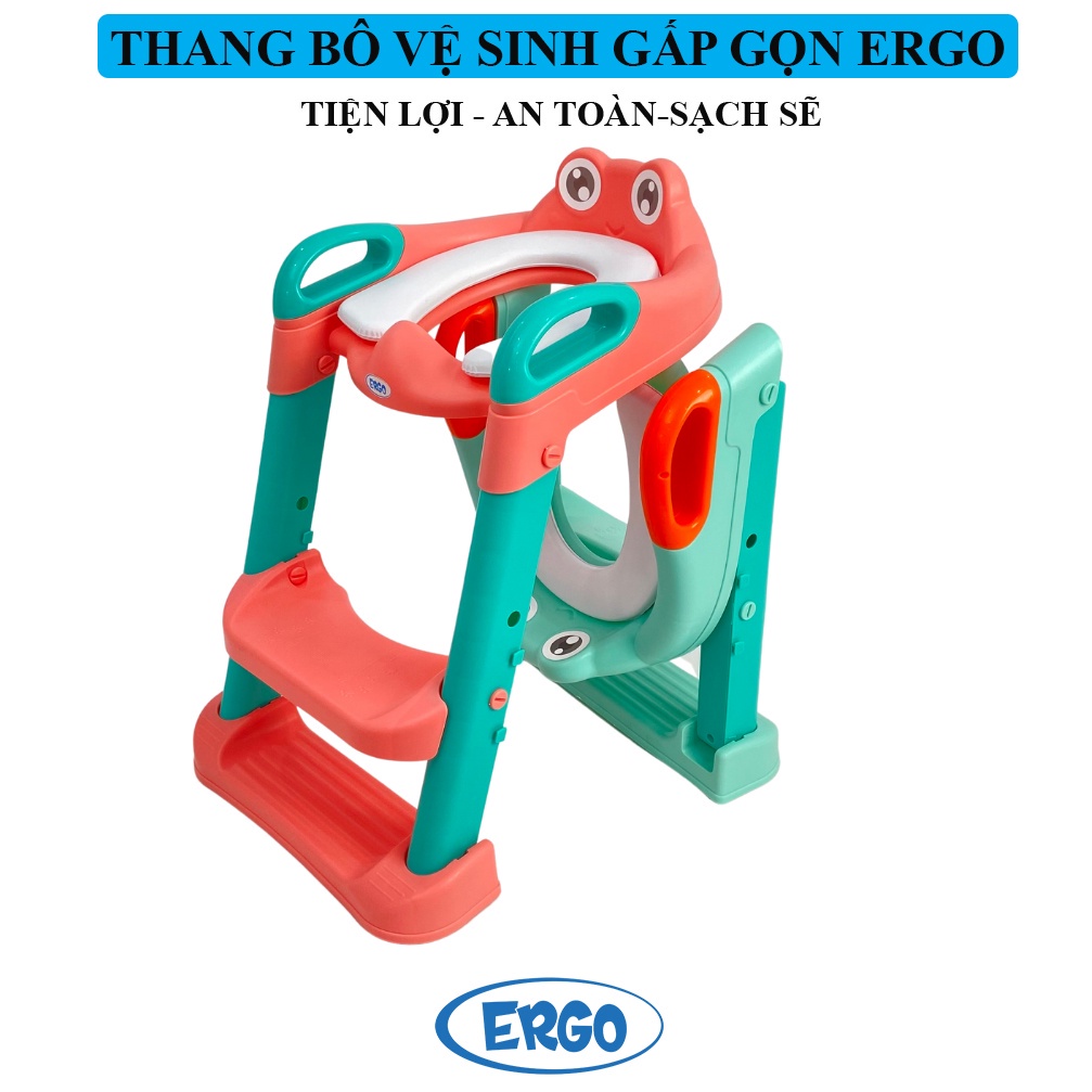 Thang bô vệ sinh Ergo có nắp thu nhỏ bồn cầu gấp gọn tiện lợi dùng cho bé trai và bé gái có sẵn tay vịn đi kèm