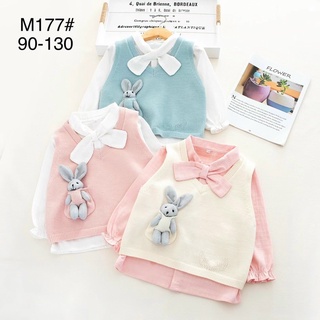 Set áo len cổ nơ kèm gấu QCCC cho bé gái