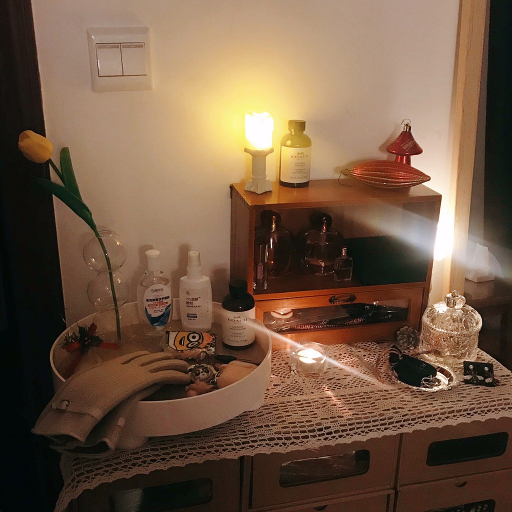 Tủ gỗ mini để bàn đựng đồ trang sức, mĩ phẩm phong cách vintage