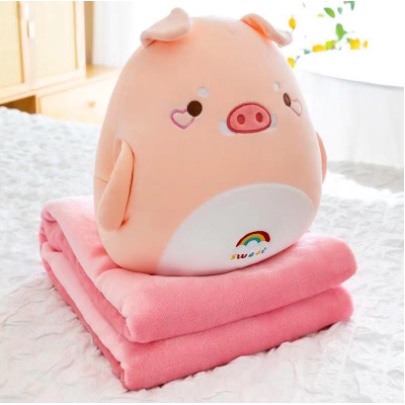 Bộ chăn gối văn phòng gấu bông khủng long, Thỏ, Heo, Cún, Vịt 3in1 siêu đáng yêu(#Gối_Chăn_Ủ Tay)