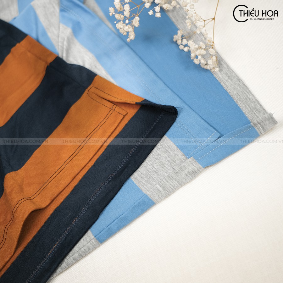 Áo Phụ Nữ Trung Niên Thun Sọc Cotton Tay Lửng Thiều Hoa P601