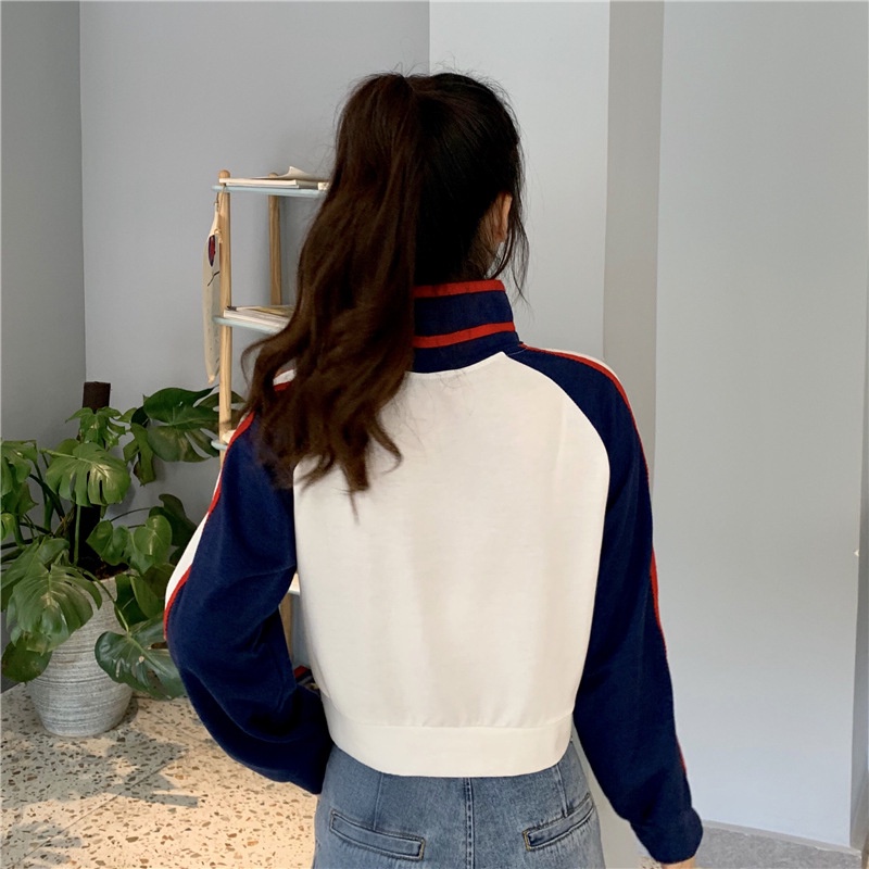 IELGY  Áo sweater Dáng Rộng Tay Dài Eo Cao Có Khóa Kéo Thời Trang Cho Nữ
