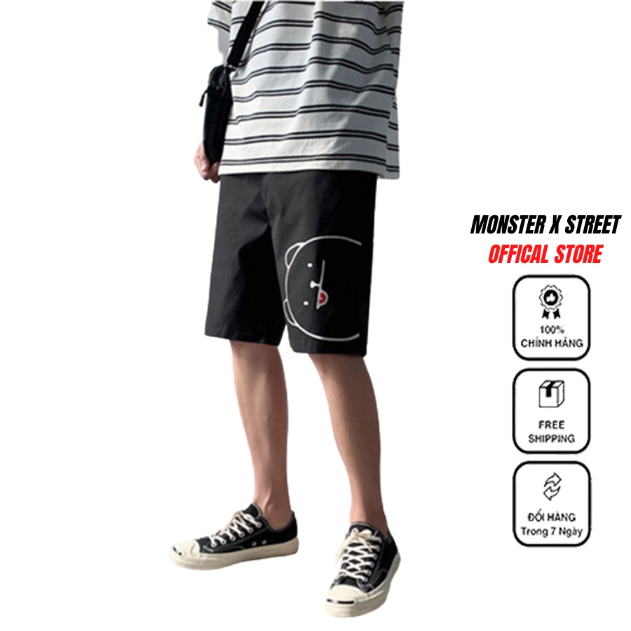 Quần Short Đùi BEAR unisex MONSTER X STREET Basic nam nữ thể thao oversize Hàn Quốc Ulzzang