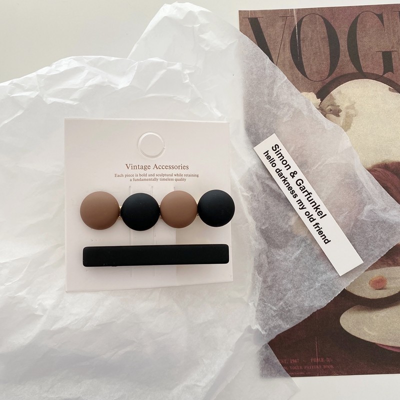 Bộ 2 kẹp tóc màu cà phê đơn giản phong cach retro cho nữ