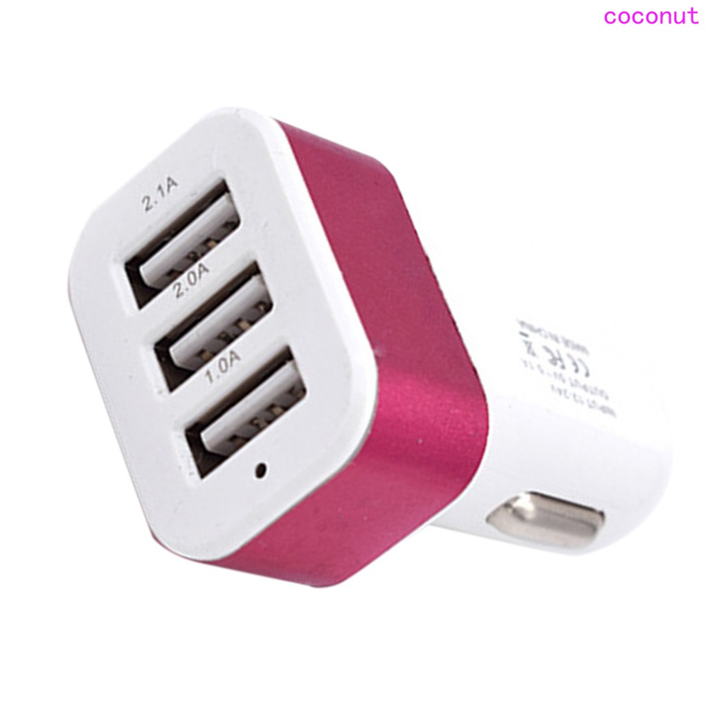 Tẩu Sạc 3 Cổng Usb Dc 5.0v 2.1a / 2a / 1a Cho Xe Hơi