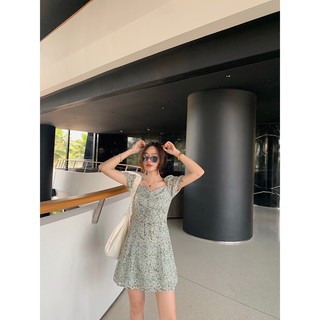Lisa Dress ngắn - Đầm voan hoa rút ngực bẹt vai