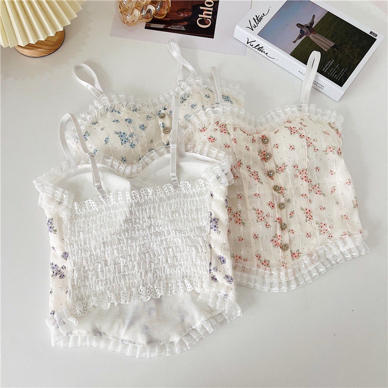 Áo Lót Ren Hoa Có Mút Đệm Ngực Chống Chói Cho Nữ