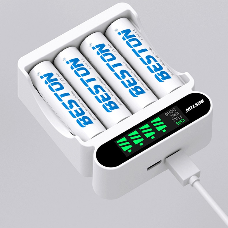 Bộ Sạc pin Beston C9023L AA AAA Sạc nhanh, tự ngắt khi đầy, màn hình LCD báo trạng thái sạc