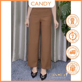 Quần tây nữ công sở dáng suông thiết kế cạp xếp ly đứng form qd27 - candy fashion