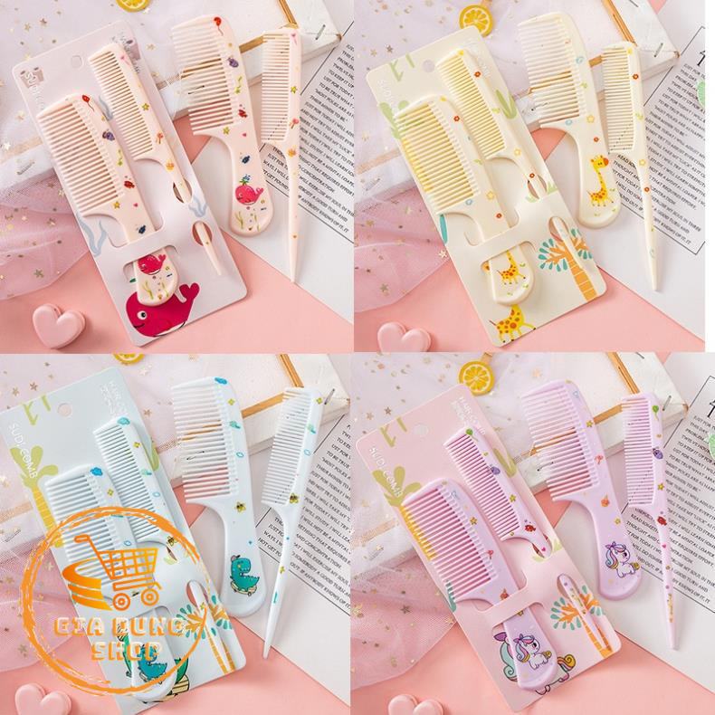 Set 2 Lược Chải Tóc Họa Tiết Dễ Thương