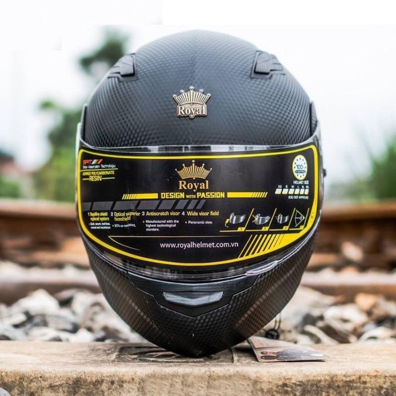Mũ Bảo Hiểm Fullface lật hàm 2 kính M179 Royal - vân cacbon