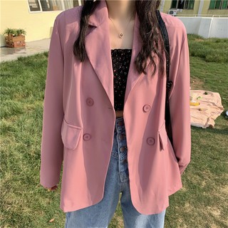 Áo Blazer Áo khoác nữ freesize hồng Hàn Quốc trẻ trung