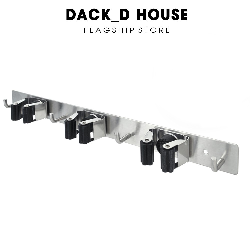 Móc treo đa dụng inox Dack D House, 5 móc đa dụng và 4 móc chổi, inox 304 không rỉ sét, kèm keo dán 3M tiện lợi