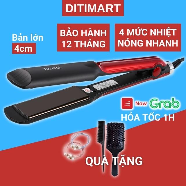 [Quà 30k] Máy Duỗi Tóc Mini Uốn Làm Xoăn Bấm Là Thẳng May Uon Toc 2 Trong 1 Kemei KM-531, KM-533, 4 Mức Nhiệt