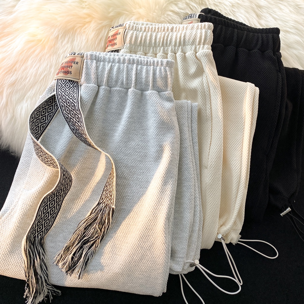 NRVP Quần Thể Thao Nữ Ống Rộng Phong Cách Đường Phố Hàn Quốc Mới