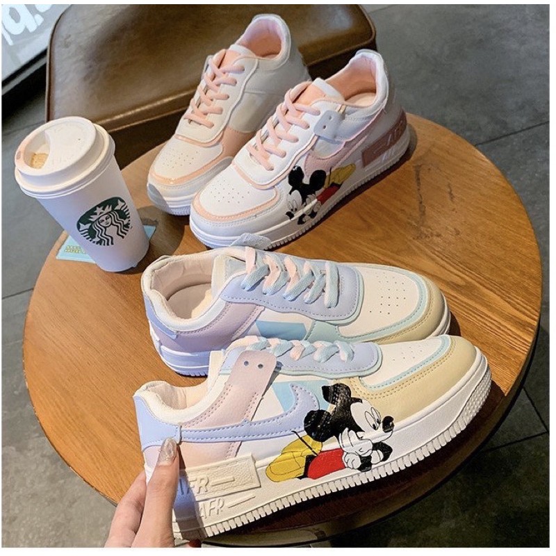 Giày thể thao sneakers nữ FREESHIP độn đế mickey (tặng dây giày hồng kute)