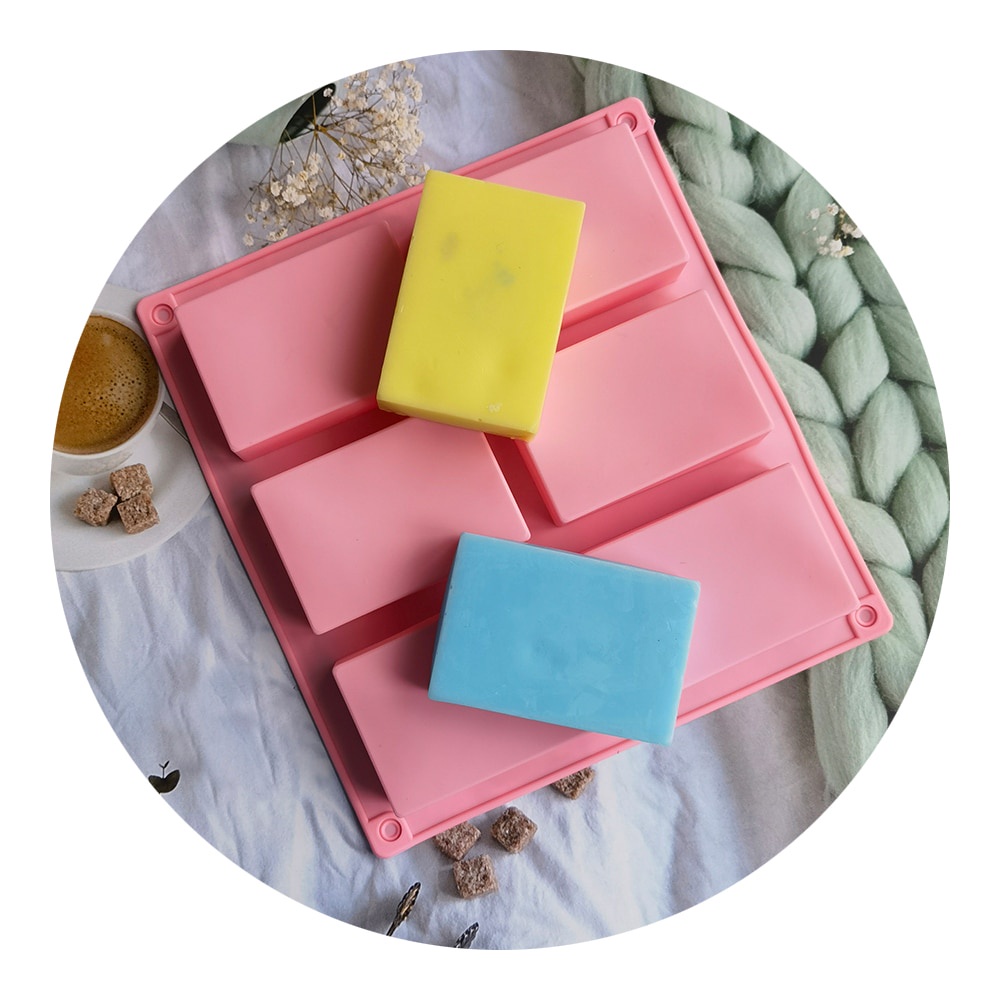 Khuôn Silicone 6 Khoang Chữ Nhạt Làm Socola - Nướng Bánh - Khuôn Tự Làm Xà Phòng Handmade - Dụng Cụ Làm Bánh