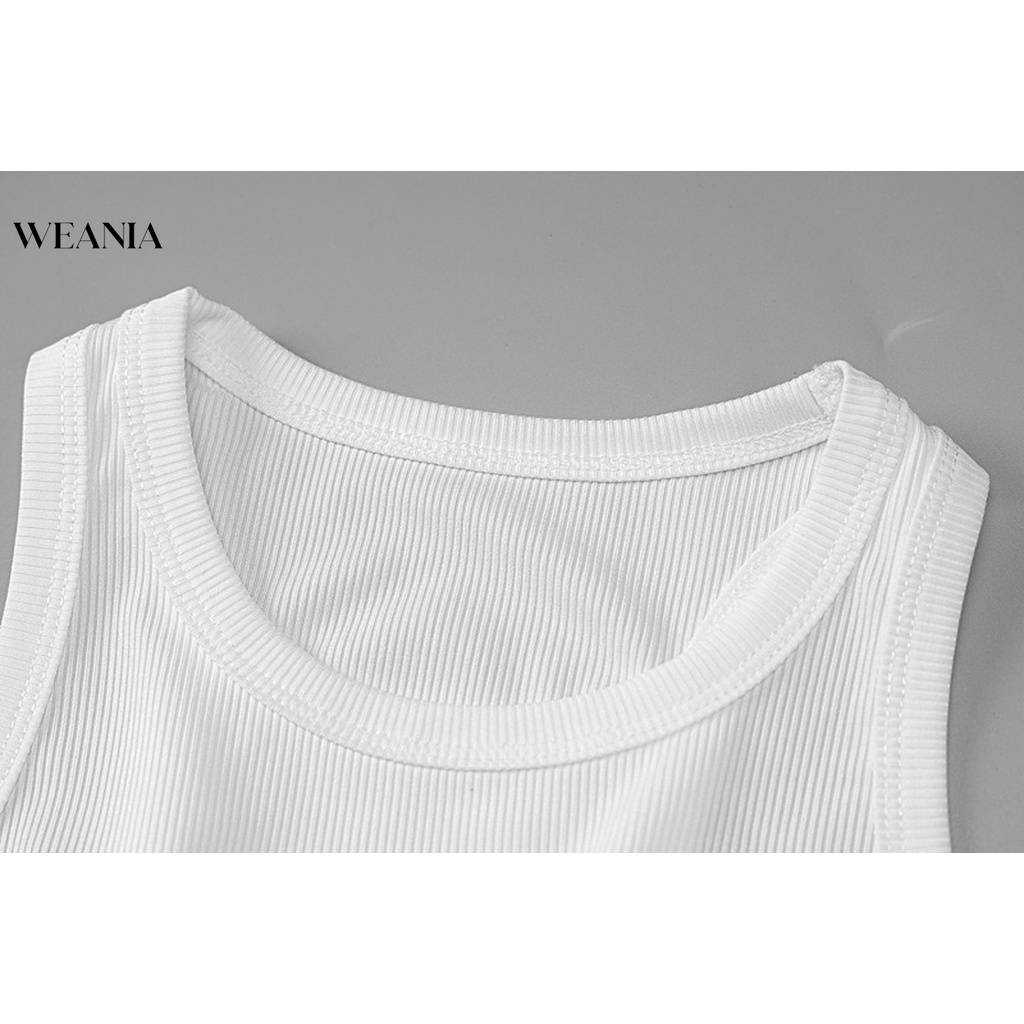 Áo Croptop Sát Nách Cổ Tròn Màu Trơn Thời Trang Mùa Hè Năng Động Cho Nữ