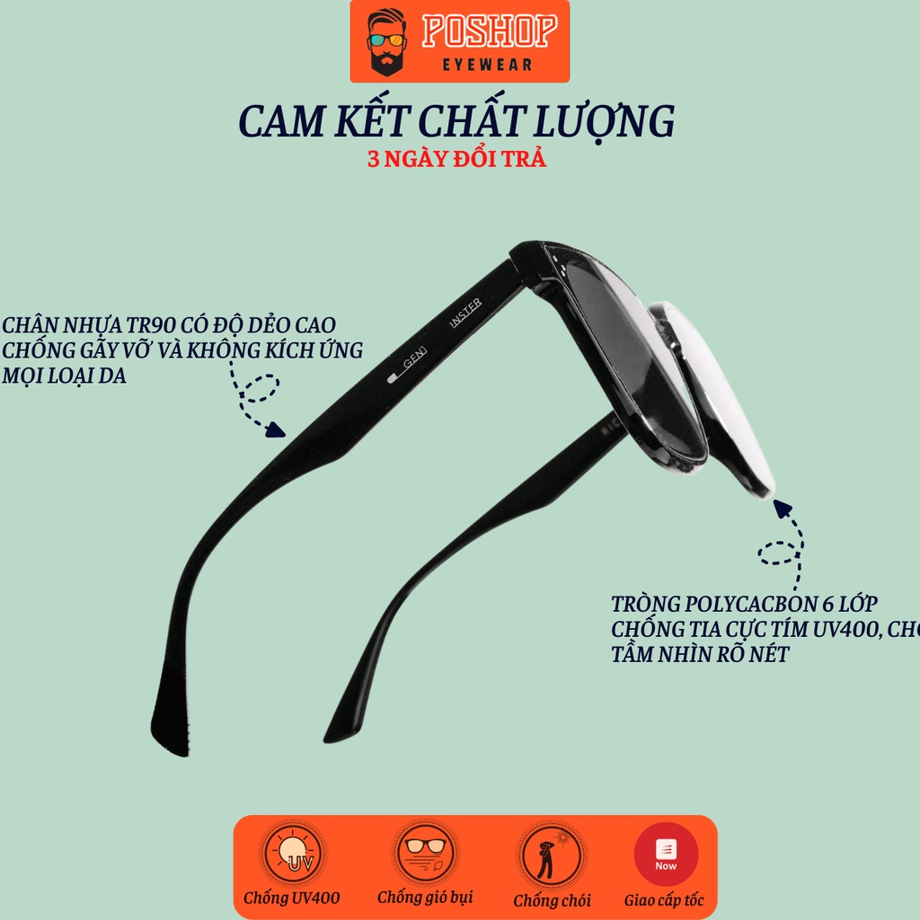 Kính râm nam nữ POSHOP  chống tia UV400 màu sắc  hot trend thời trang Hàn Quốc 5043