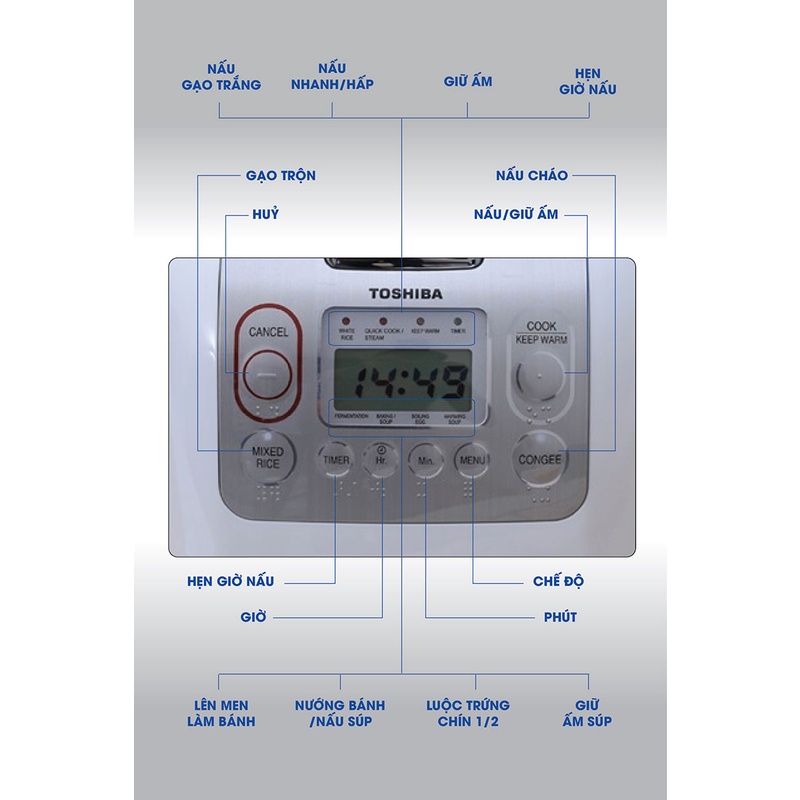 Nồi cơm điện Toshiba RC-10NMF (1 Lít) RC-18NMF (1.8 Lít) RC-18NTF (1.8 Lít) - Hàng chính hãng