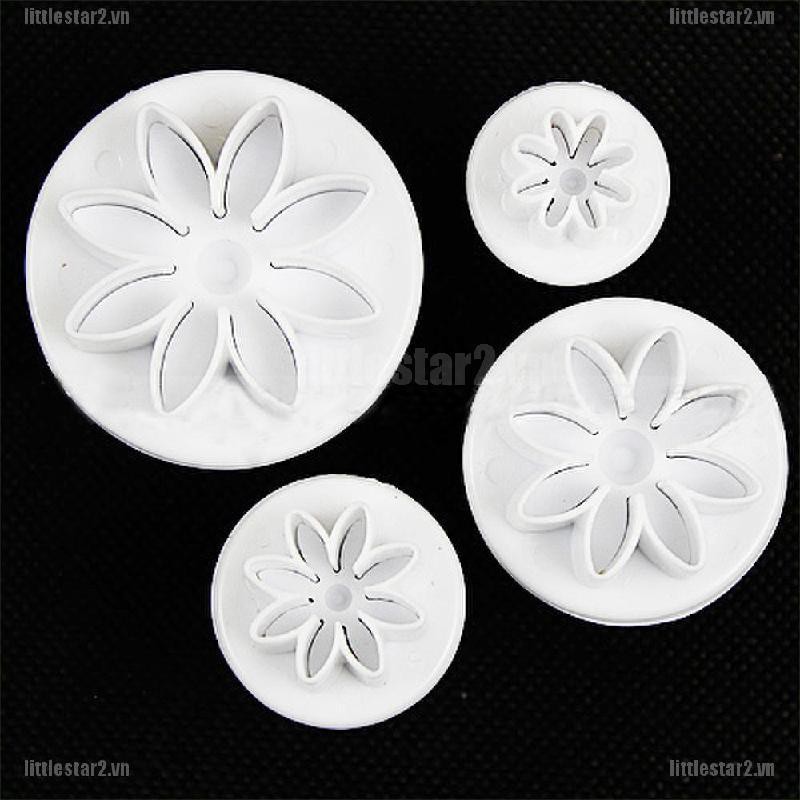 {MUV} 4X Cake Fondant Sugarcraft Decor Cookie Mould Mold Plunger Daisy Flower Cutter{CC}