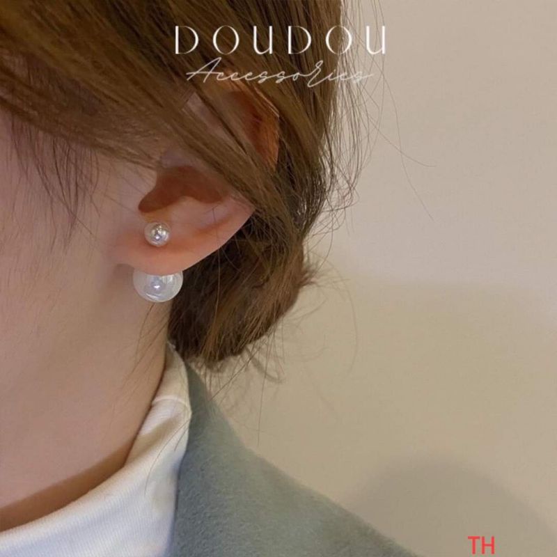 Bông tai Dior bạc ta ngọc trai giả