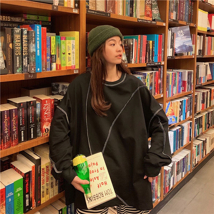 Áo Thun Dài Tay Dáng Rộng Phong Cách Hàn Quốc Size M-2XL