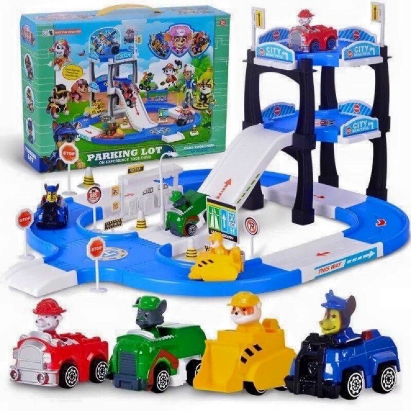 Đồ chơi mô hình biệt đội 4 chó cứu hộ lắp ráp cầu tuột cho bé