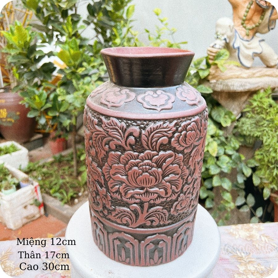 Bình hoa decor ⚱ Gốm Sứ Bát Tràng ⚱ bình gốm cắm hoa trang trí nội thất men khô TT 11.