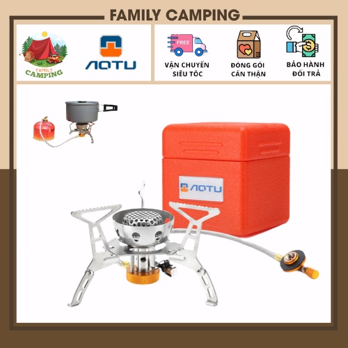 Bếp gas mini bếp gas gấp gọn đánh lửa điện tử tự động chống gió chính hãng AoTu