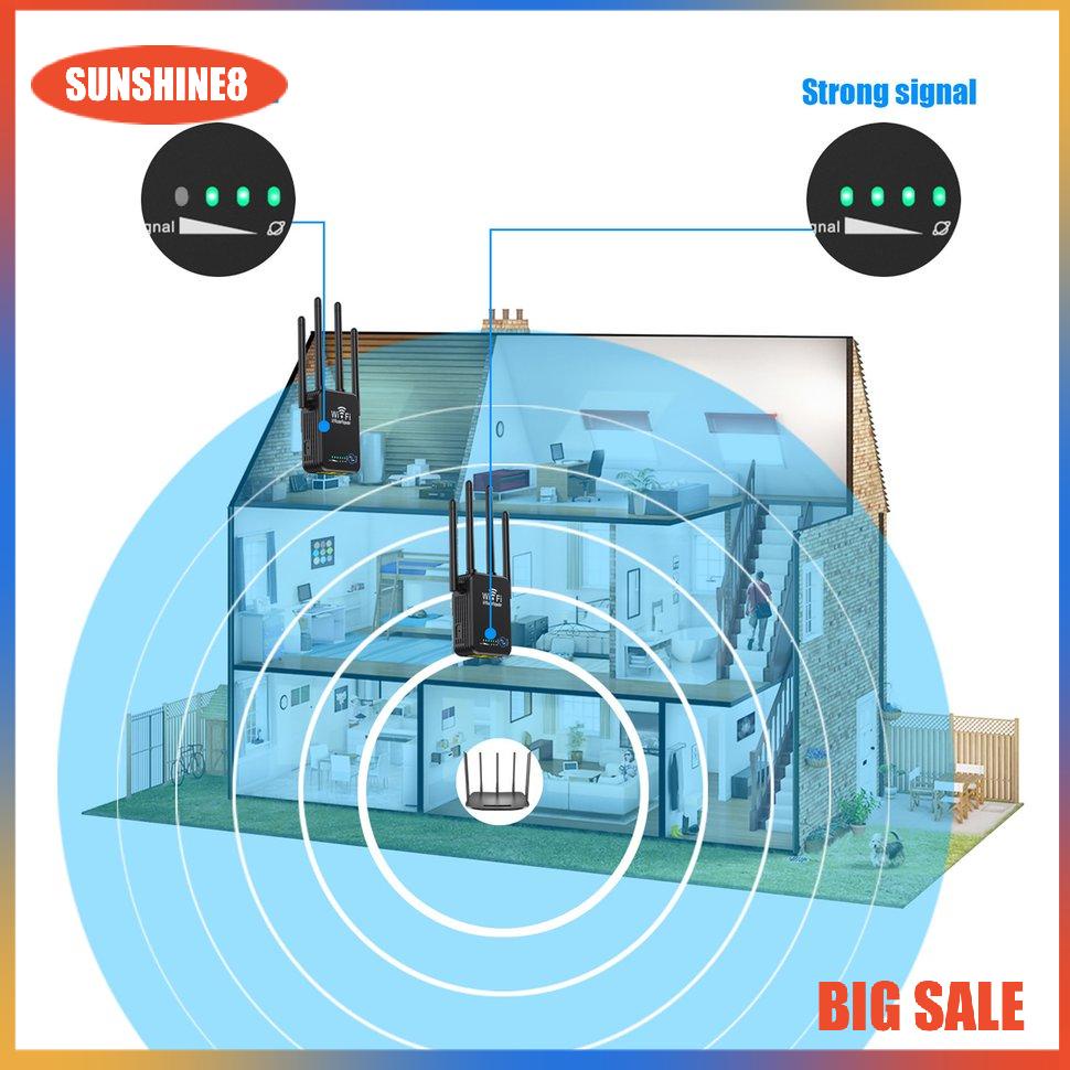 【SUN】Wifi Router 1200Mbps Mini Gigabit Dual Band 5G Network Repeater Signal Booster