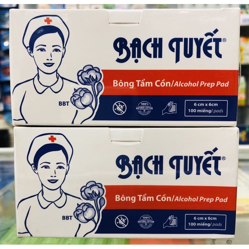 Bông tẩm cồn Bạch Tuyết - 100 miếng/hộp