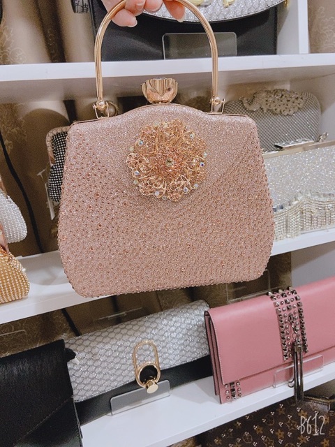 Ví đi tiệc sequin đá cao cấp