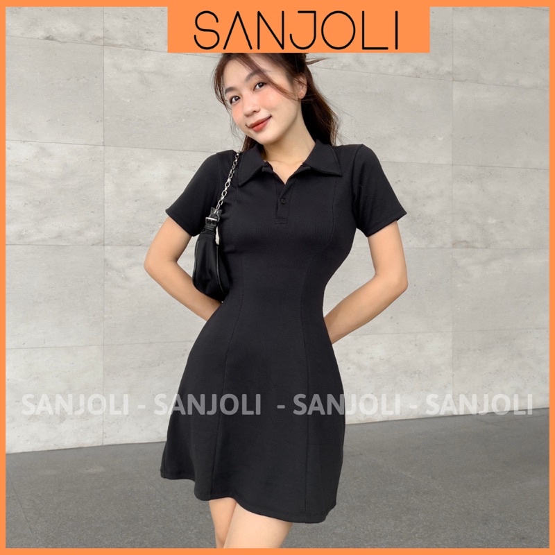 Váy Polo Nữ SANJOLI Đầm Body Chất Thun Gân Thiết Kế Ôm Eo Dáng Xòe Tay Ngắn Đi Dự Tiệc, Đi Chơi VD081 | BigBuy360 - bigbuy360.vn