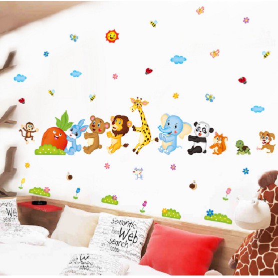 Decal dán tường đàn thú kéo củ cải | BigBuy360 - bigbuy360.vn