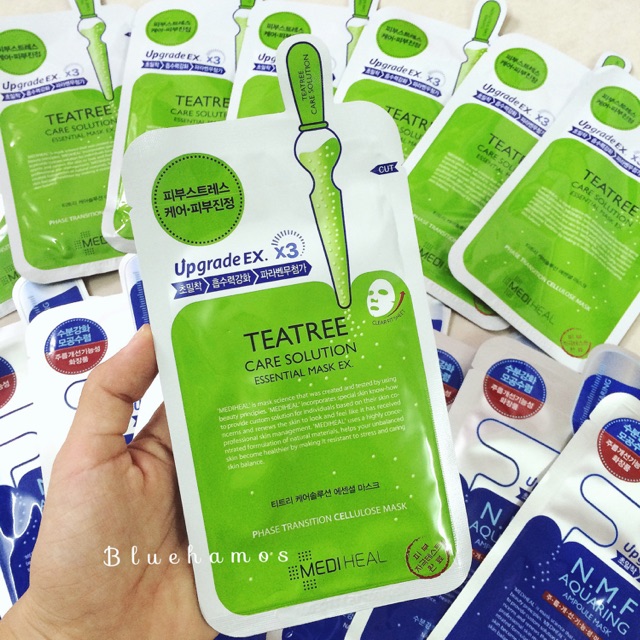 (Chính hãng HQ 100%) Hộp 10 miếng Mặt nạ thuốc Mediheal tea tree care solution