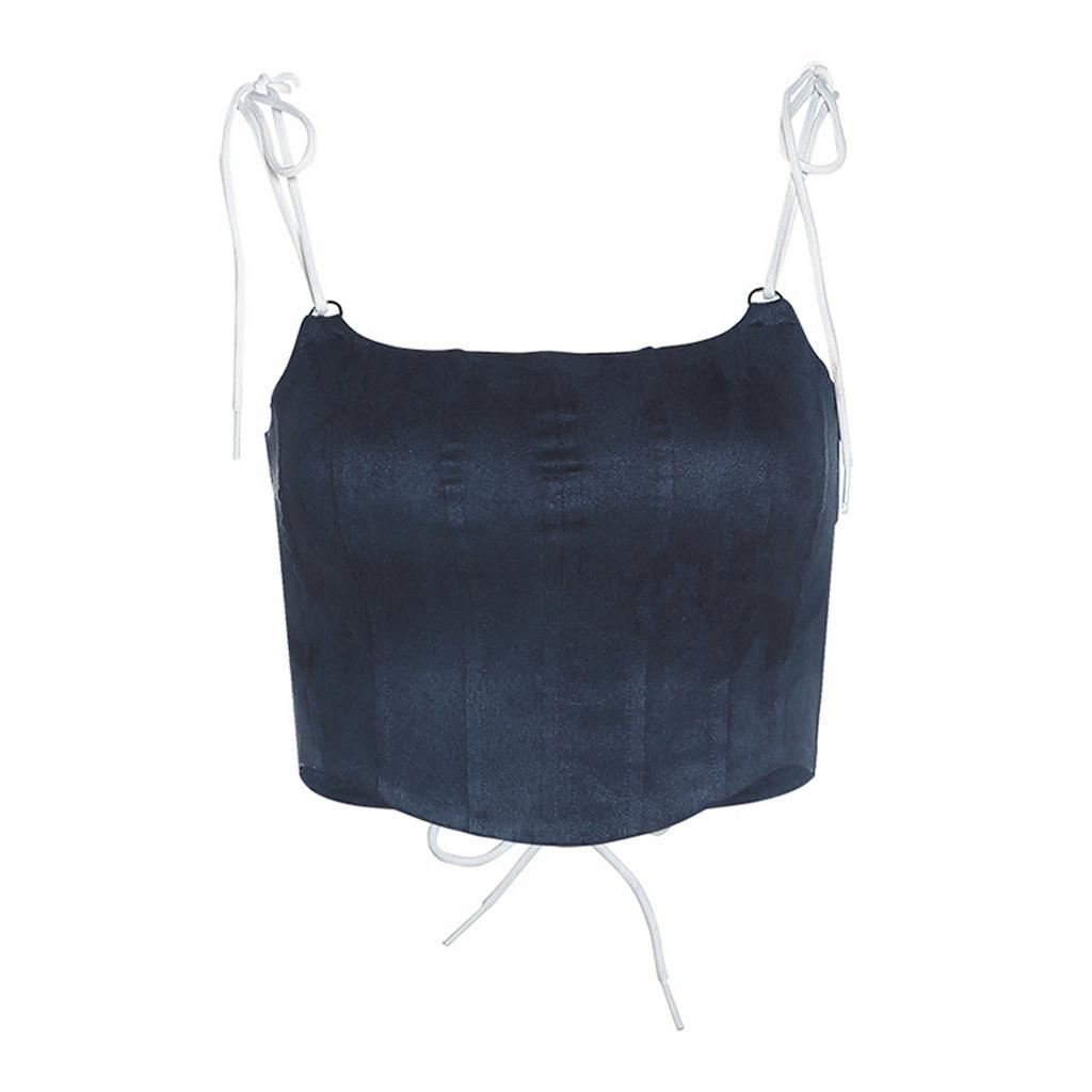 Áo len hai dây croptop co giãn cổ thuyền thời trang mùa hè dành cho nữ