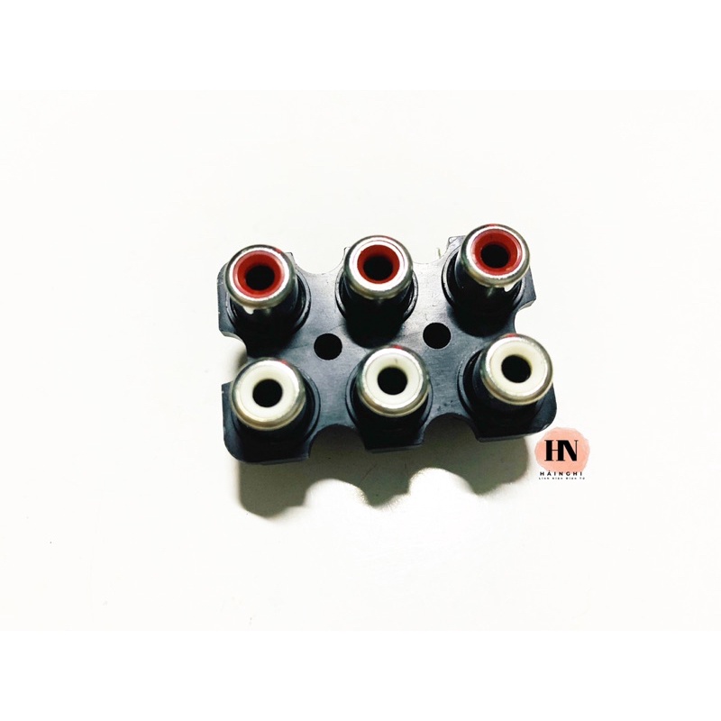 Trạm RCA 6 Cổng AV - Chân Cong Thường - Mạ Vàng