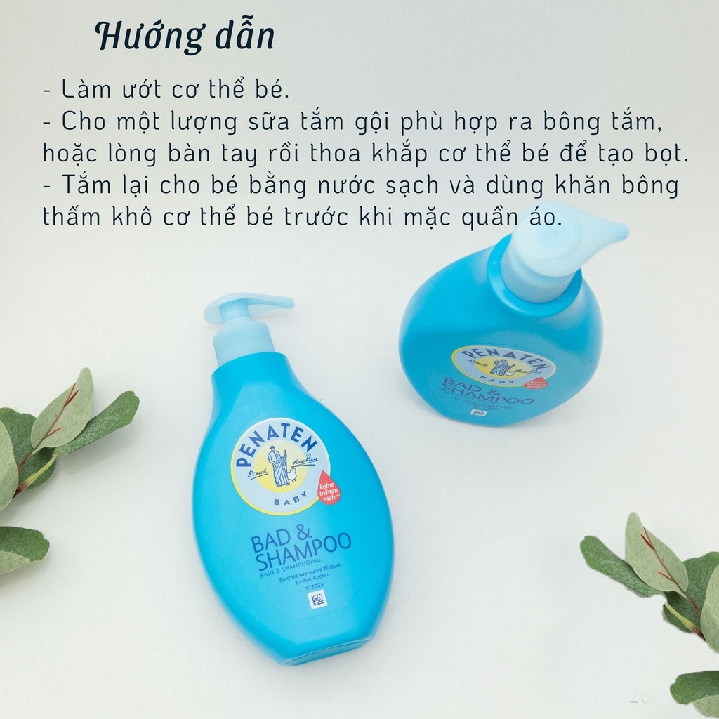 Sữa tắm gội Penaten Bad&amp;Shampoo 2-in-1 cho bé 400ml