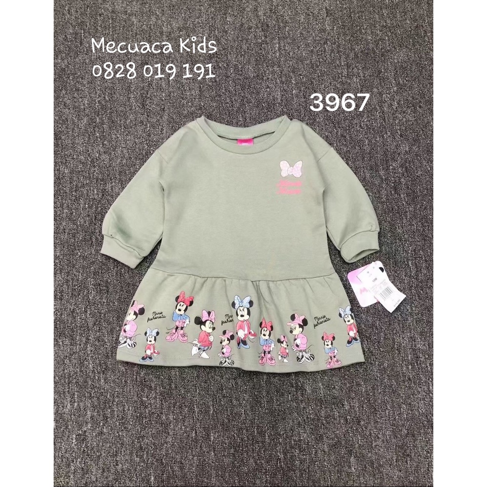 [1-5y] (form to) Váy nỉ bông mickey xanh rêu nhạt cho bé gái tqxk