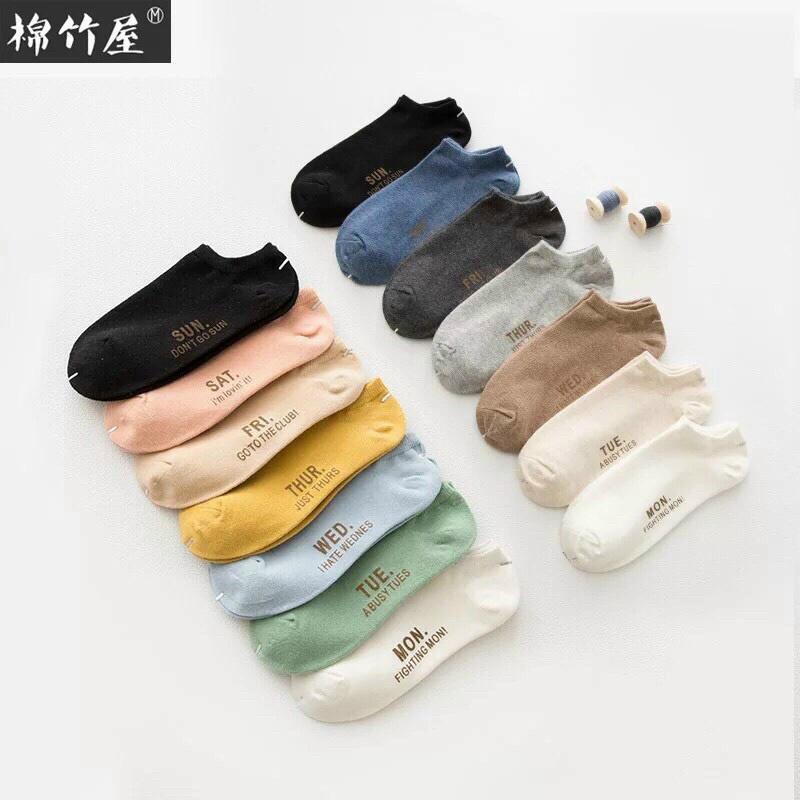 Combo 7 Đôi Tất Tuần Nữ Thời Trang - Tất Nữ Cổ Ngắn Sét 7 Đôi Đủ màu Sắc Dễ Thương