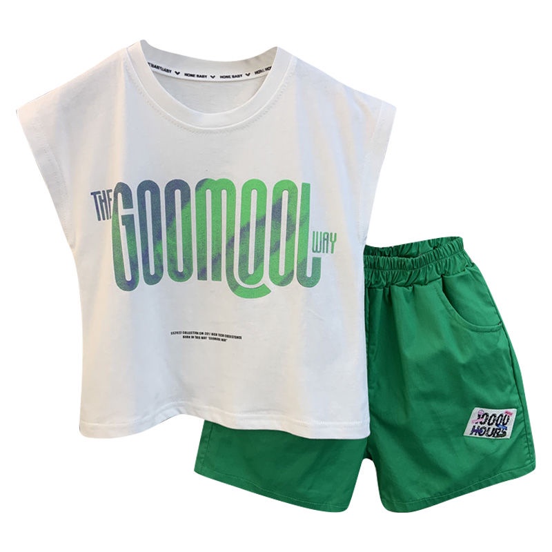 Set Đồ Mùa Hè Hai Món Gồm Áo Ba Lỗ Mỏng Phong Cách Hàn Quốc Cá Tính Cho Bé Trai 5 Tuổi