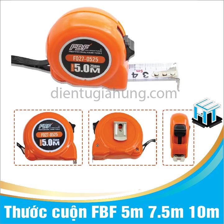 Thước cuộn FBF 5m 7.5m 10m thước dây dân dụng và công nghiệp, thước cuốn loại tốt (màu ngẫu nhiên)