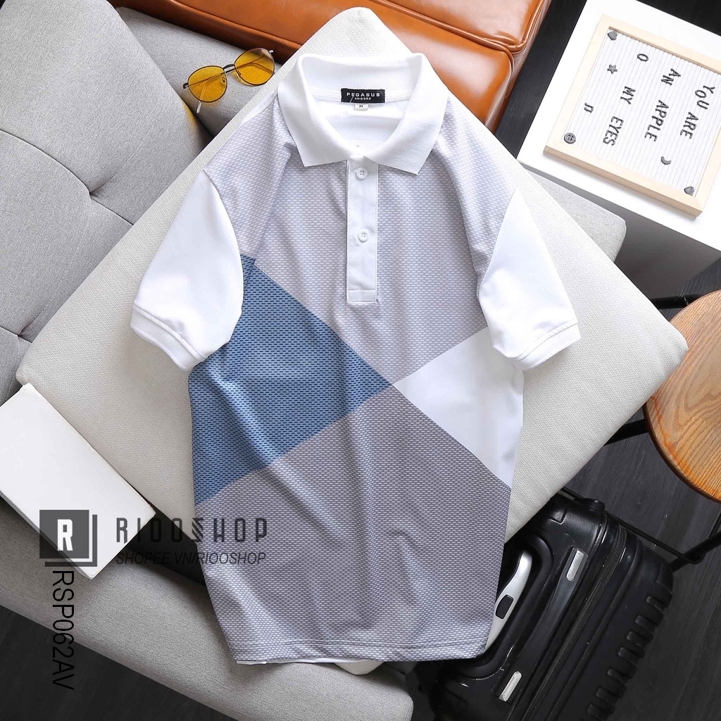 Áo phông nam có cổ cao cấp phối màu cực đẹp form rộng Pegasus RSP062AV - áo polo nam ngắn tay Riooshop | BigBuy360 - bigbuy360.vn