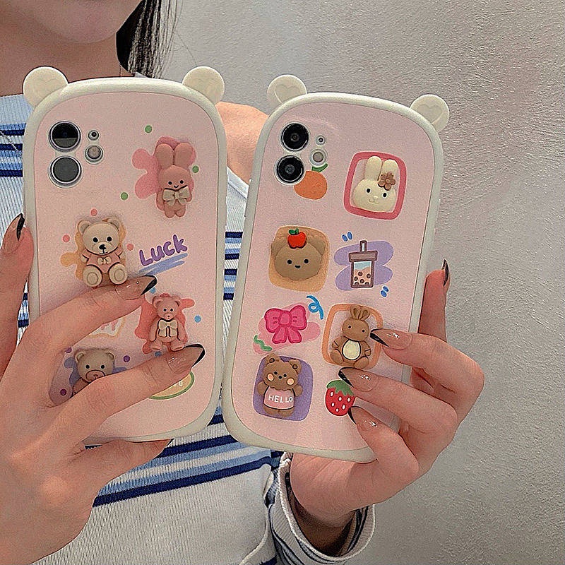 Ốp điện thoại hoạ tiết hoạt hình 3D cho iPhone13 12Pro Max Apple 11 X/Xs/Xr 8Plus