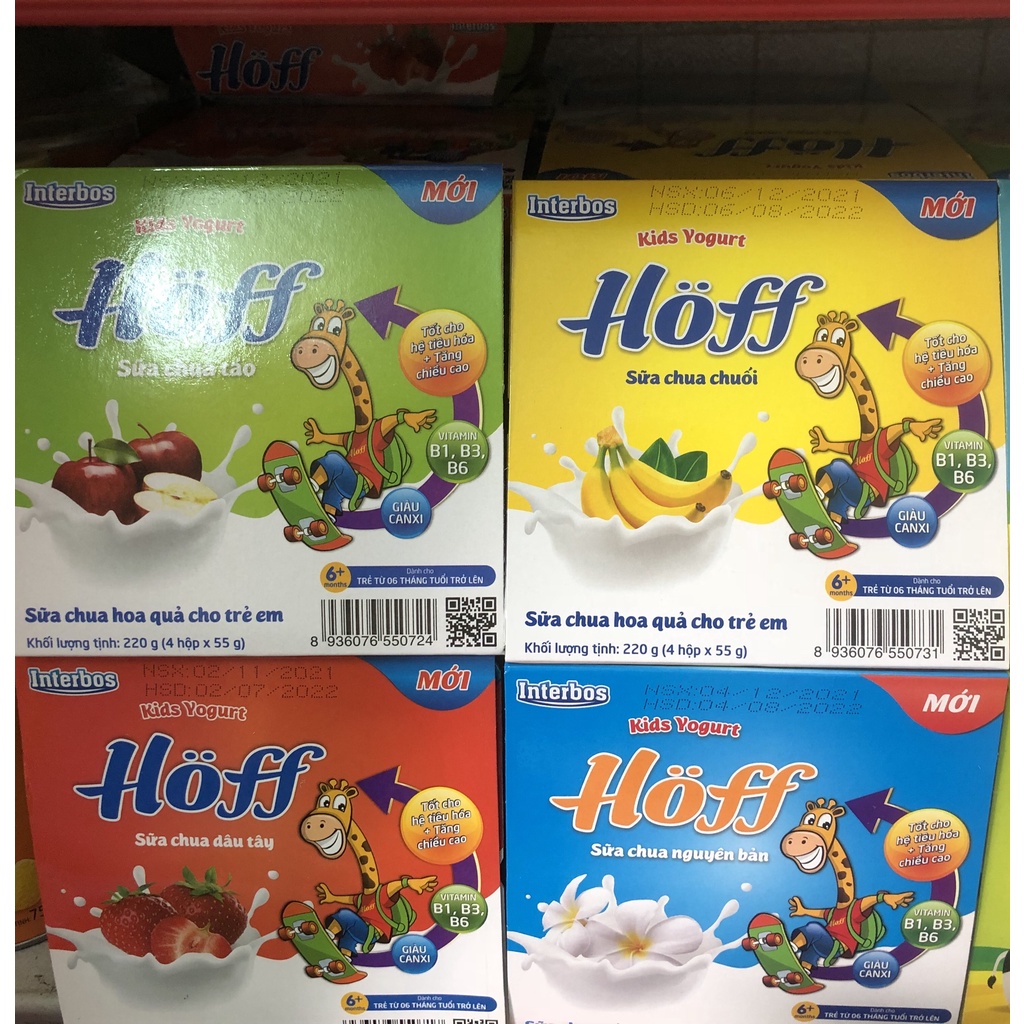 Lốc 4 hộp sữa chua trái cây Hoff