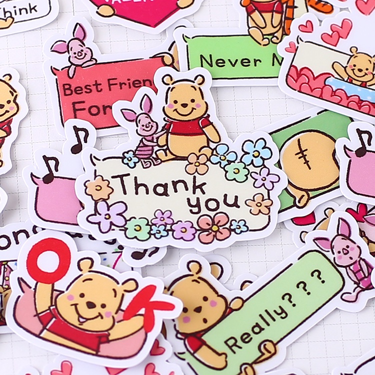 ❀ Pooh Bear Q-3 Diary Stickers ❀ 40Pcs/Set DIY Album Scrapbooks Decor Decals Stickers