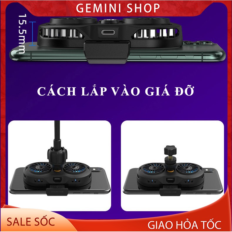 Quạt tản nhiệt điện thoại 2 quạt sò nóng lạnh memo AH102 Gaming giá rẻ GEMINI SHOP