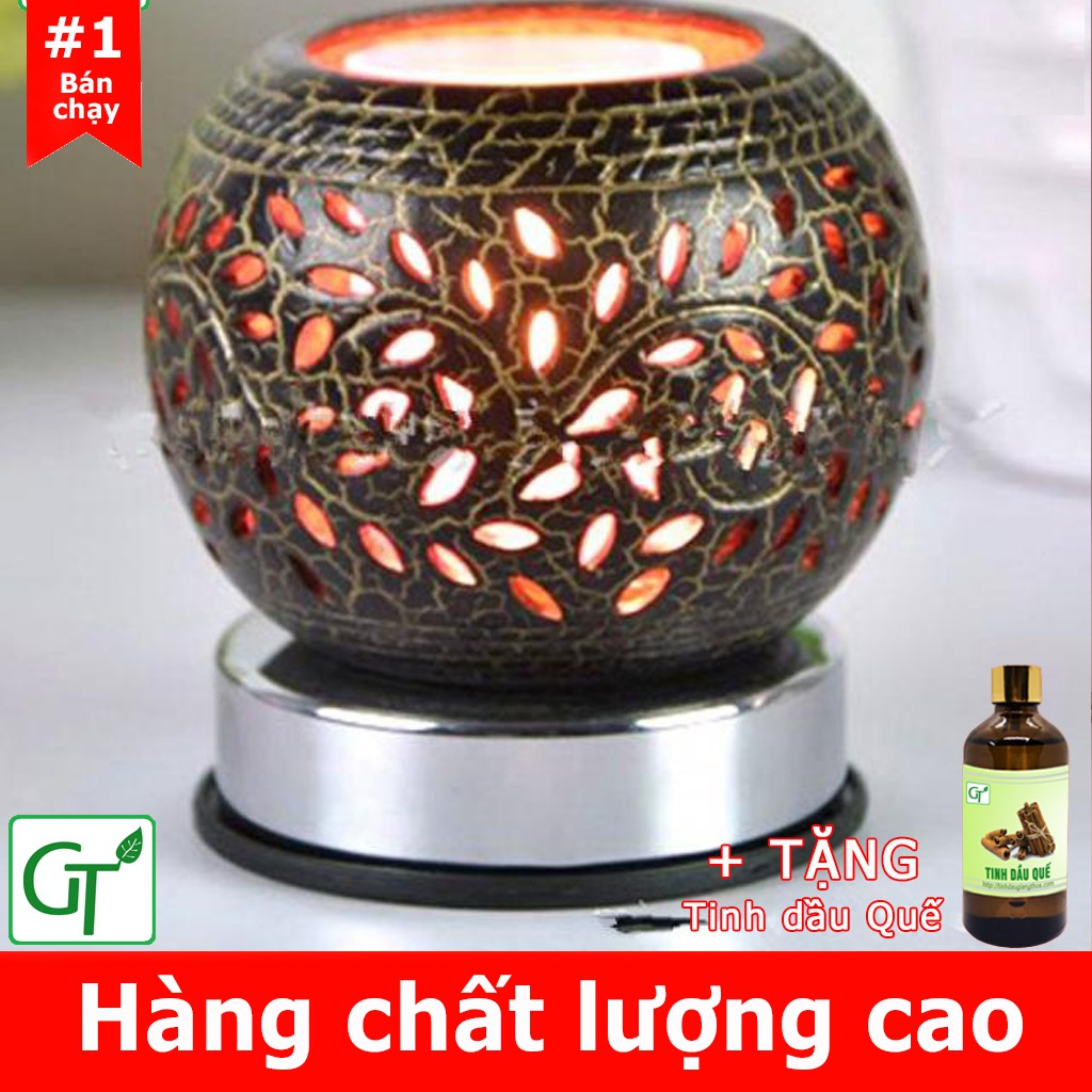 Đèn Xông Tinh Dầu 𝙁𝙍𝙀𝙀𝙎𝙃𝙄𝙋 Đèn Đốt Tinh Dầu Gốm Có Đế Cảm Ứng + Tặng Tinh Dầu Quế + Tặng Bóng Dự Phòng