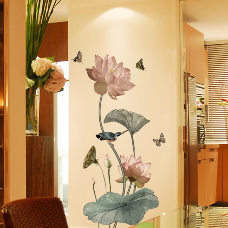 Decal dán tường sen nâu hồng GS9382